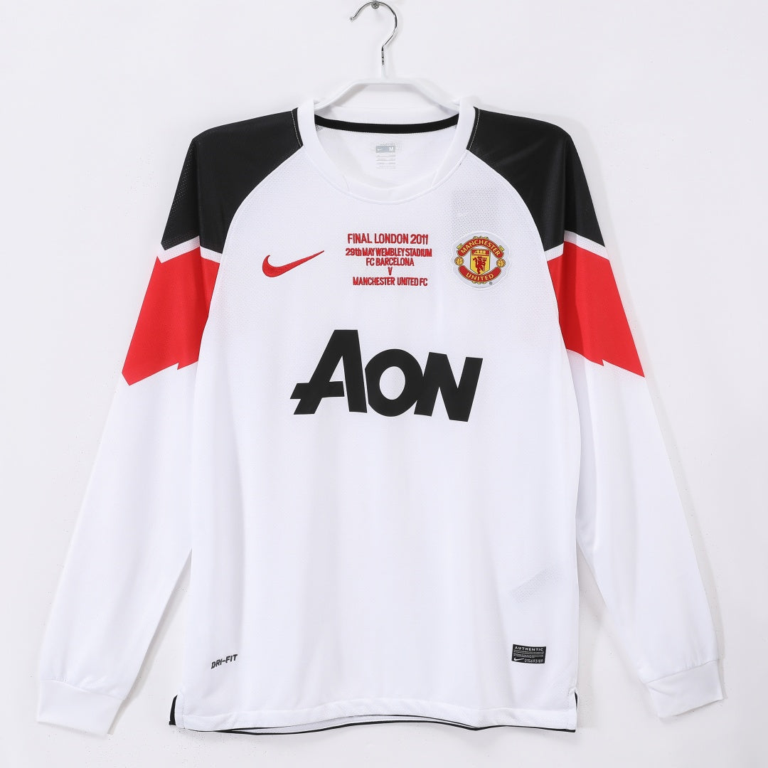 2010-2011 Manchester United Extérieur maillot Retro Manches Longues — vue 1