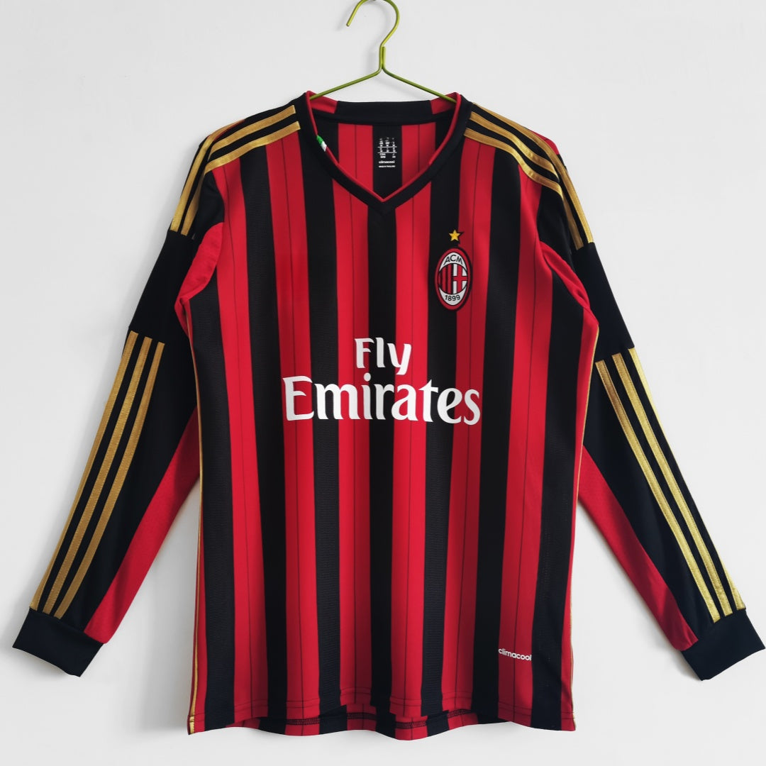2013- 2014 Maillot AC Milan Domicile Rétro Manches Longues — vue 1