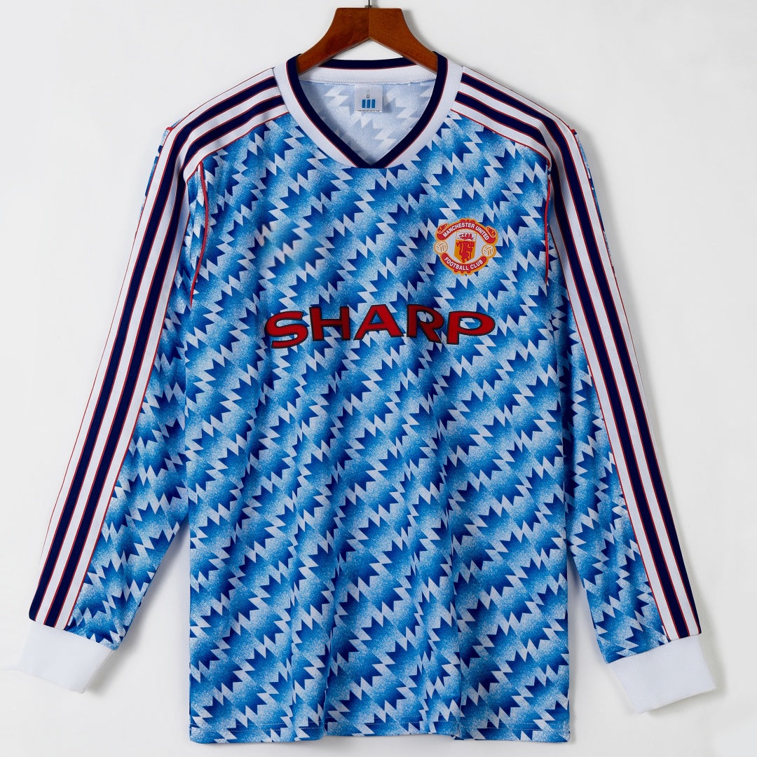 1990-1992 Manchester United Extérieur maillot Retro Manches Longues — vue 1
