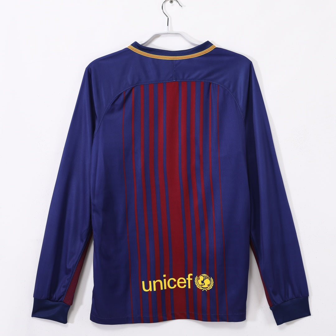 2017-2018 Maillot Barcelone Domicile Rétro Manches Longues — vue 2