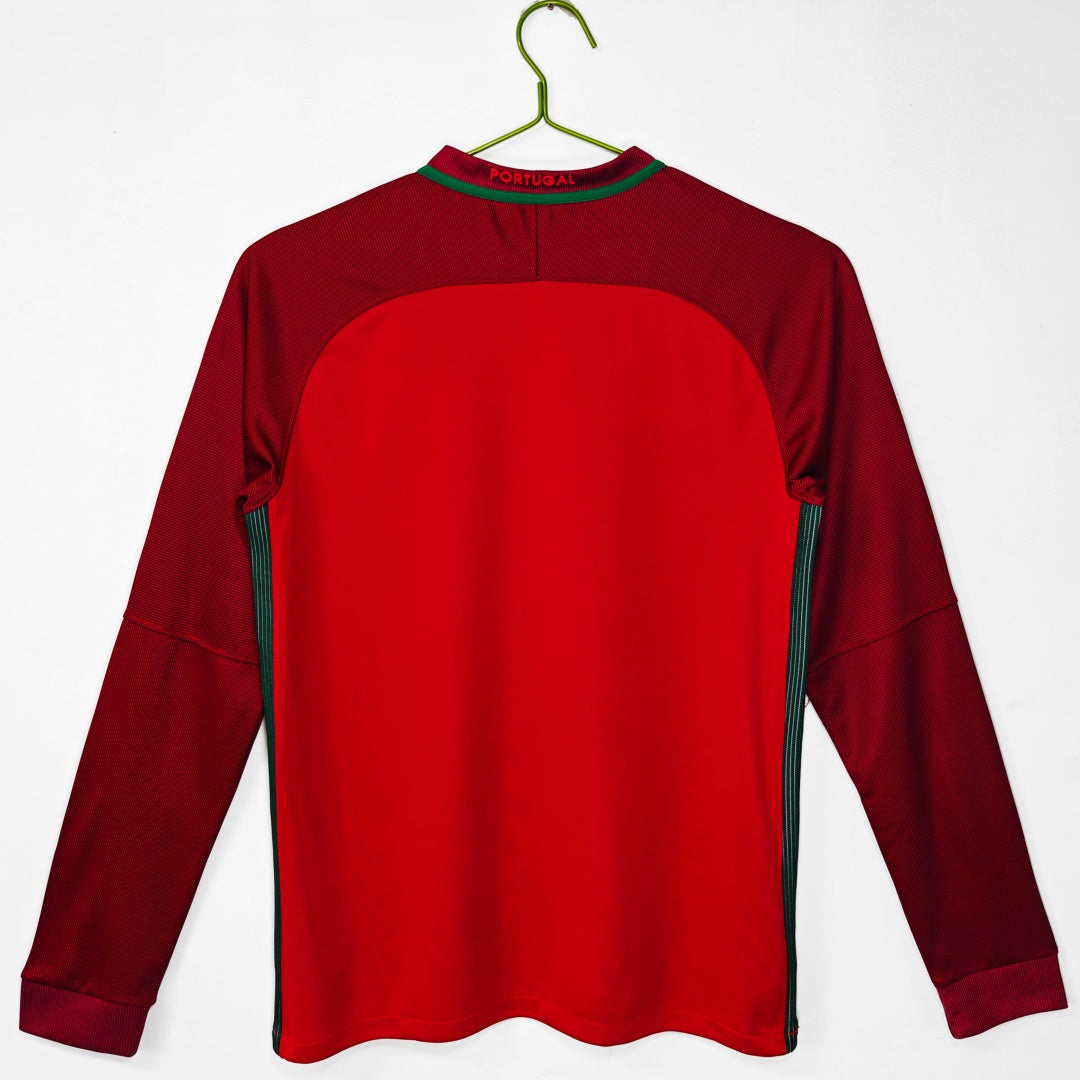 2016 Portugal Domicile maillot Retro Manches Longues — vue 2