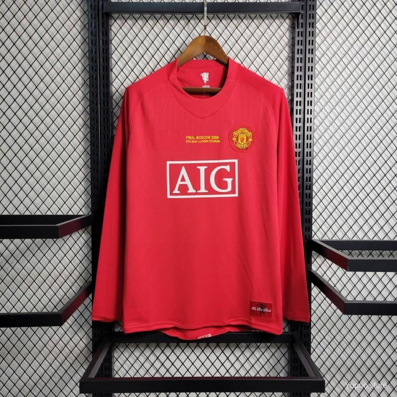 Manchester United maillot Domicile Rétro Manches Longues 2007 2008 — vue 2