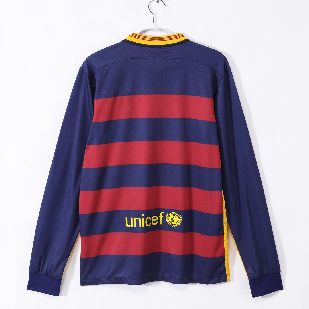 2015-2016 Maillot Barcelone Domicile Rétro Manches Longues — vue 2
