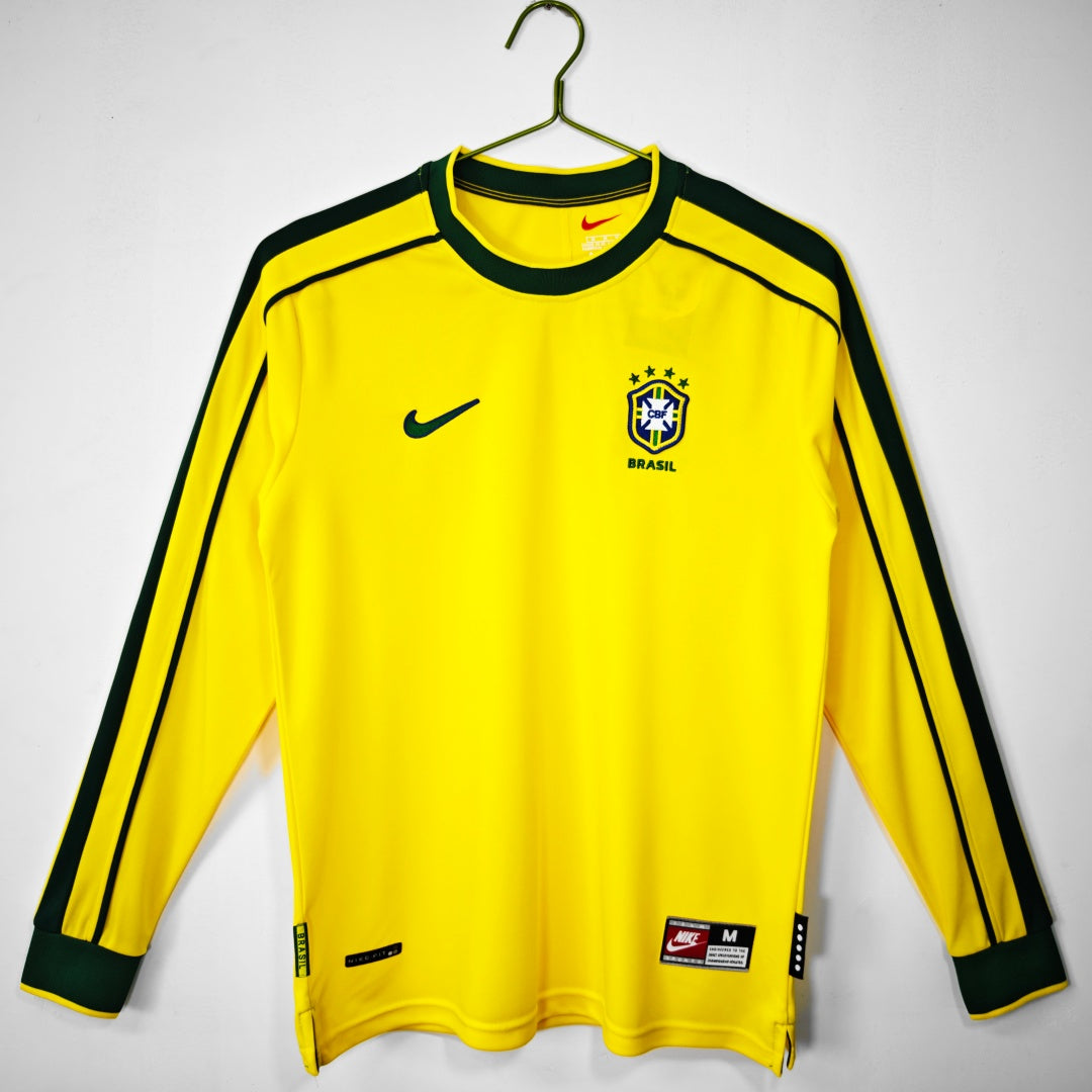 1998 Maillot Brésil Domicile Rétro Manches Longues — vue 1