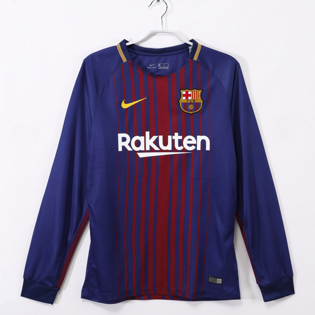 2017-2018 Maillot Barcelone Domicile Rétro Manches Longues — vue 1